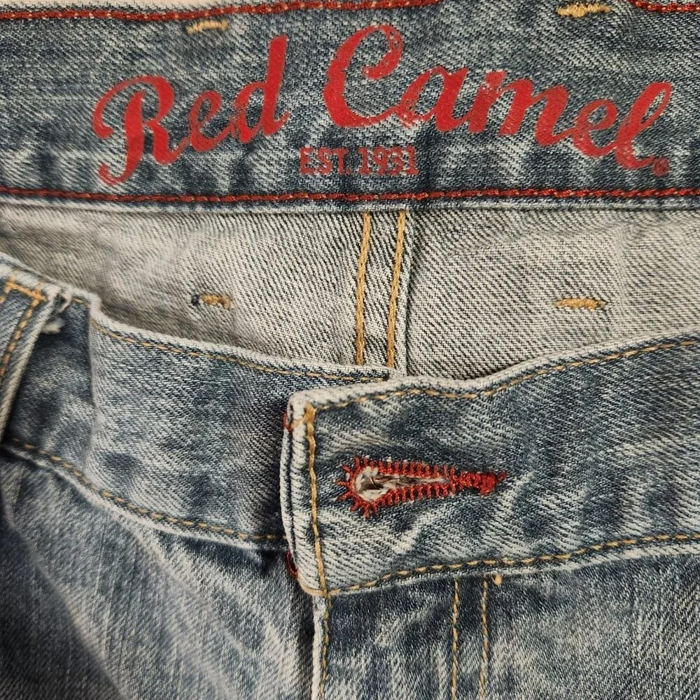 Red Camel Jeans Hawk‎ 9914 Retro Vtg Straight Light Wash Blue Denim Mens 38x30